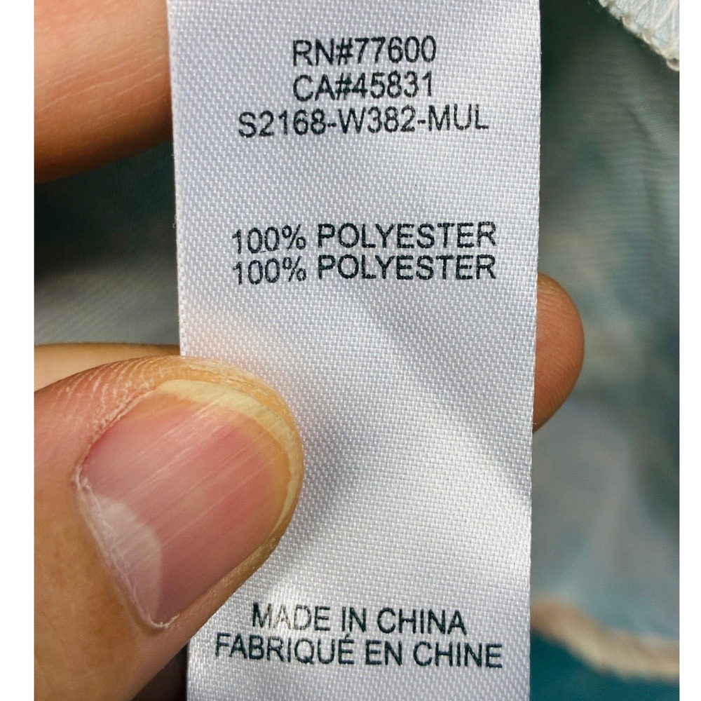 Saltwater Luxe Tie Front Blouse Women's Large Blue Peach Tie Dye Cropped Top - Picture 6 of 11